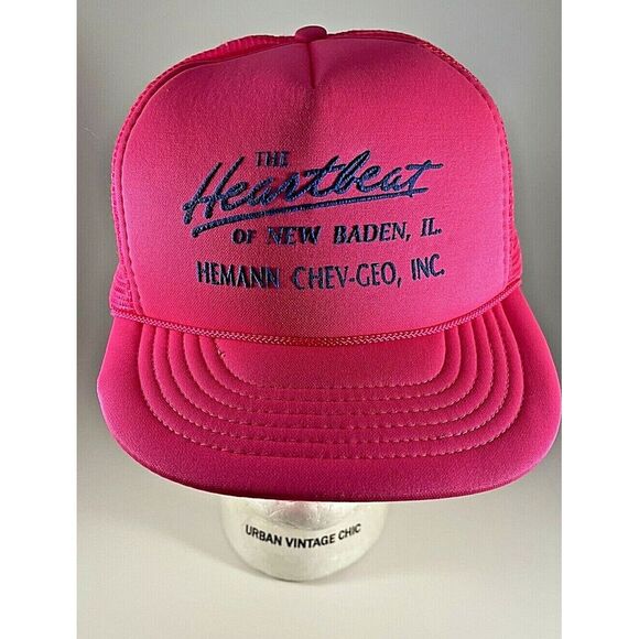 Chevy Geo Heartbeat of New Baden Illinois Pink Trucker Cap Hat Snapback‎ Trucker - Picture 1 of 4